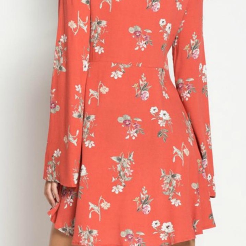 Rust Floral Dress - Picture 4 of 4